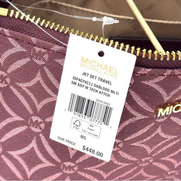 Michael Kors Jet Set Logo Crossbody Bag with Case for Apple AirPods Pro Ox Blood - Picture 10 of 10